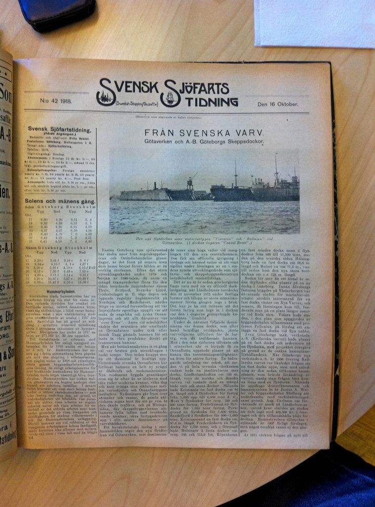BEVAKAD. Svensk Sjöfarts Tidning rapporterade den 16 oktober 1918.