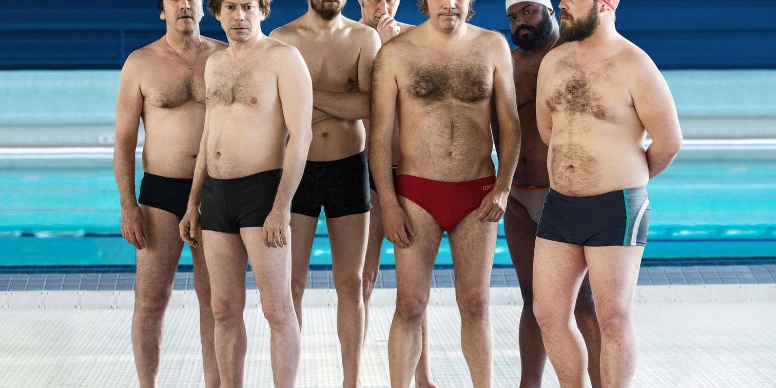 Jean-Hugues Anglade, Mathieu Amalric, Guillaume Canet, Benoît Poelvoorde och Philippe Katerine i "Sink or swim". Pressbild.