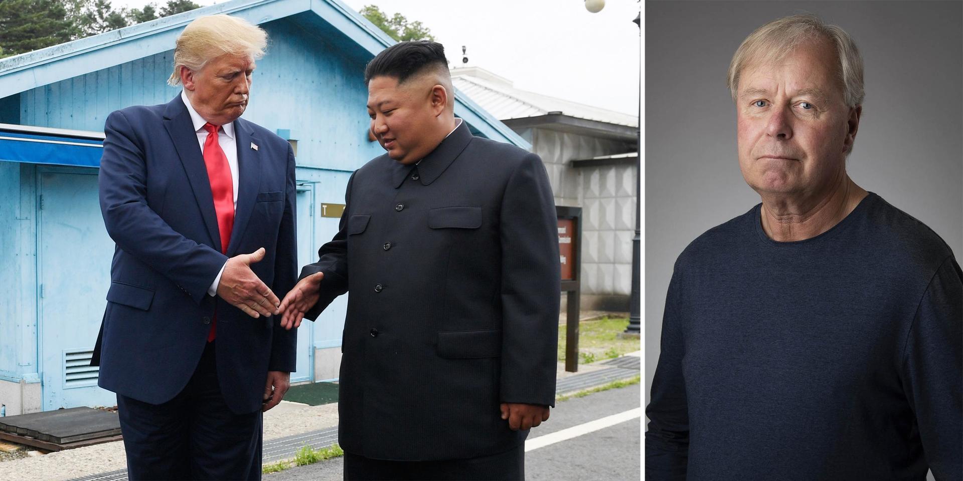 Ett historiskt handslag, vid det tredje mötet mellan Donald Trump och Kim Jong-Un, i gränsbyn Panmunjom.