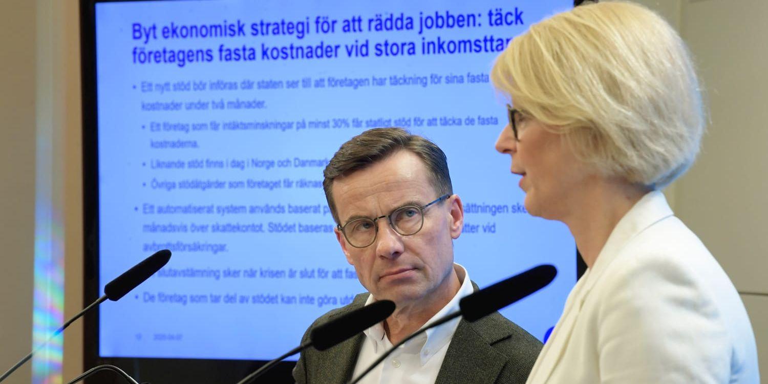 Moderaternas partiledare Ulf Kristersson och Elisabeth Svantesson, ekonomiskpolitisk talesperson. Arkivbild.