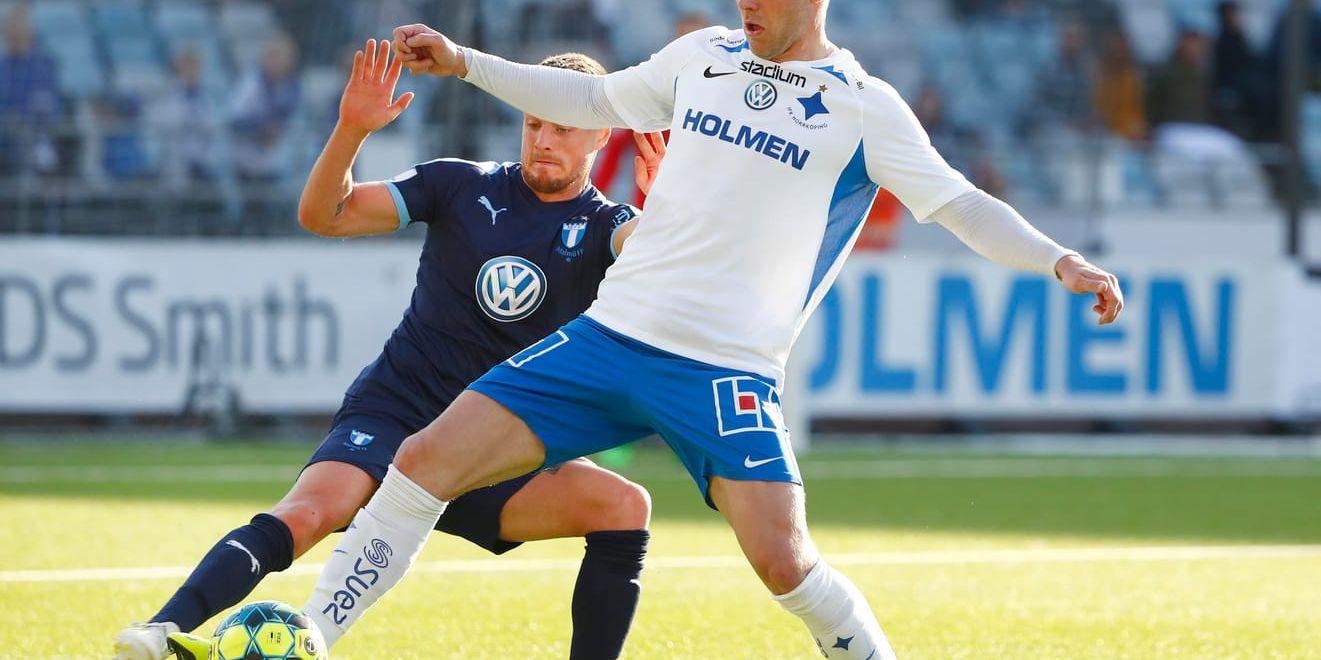 Norrköpings Christoffer Nyman gjorde säsongens första mål när han kvitterade mot Malmö FF.
