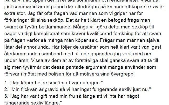 I söndags publicerade Simon Häggström ett Facebookinlägg där han tar upp sex vanliga bortförklaringar han hör från män han tagit på bar gärning. Bild: Facebook