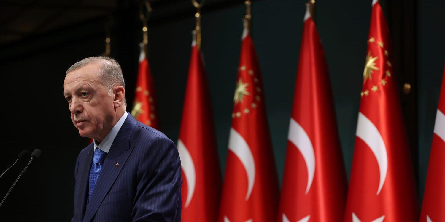 Turkiets president Recep Tayyip Erdogan på måndagen.