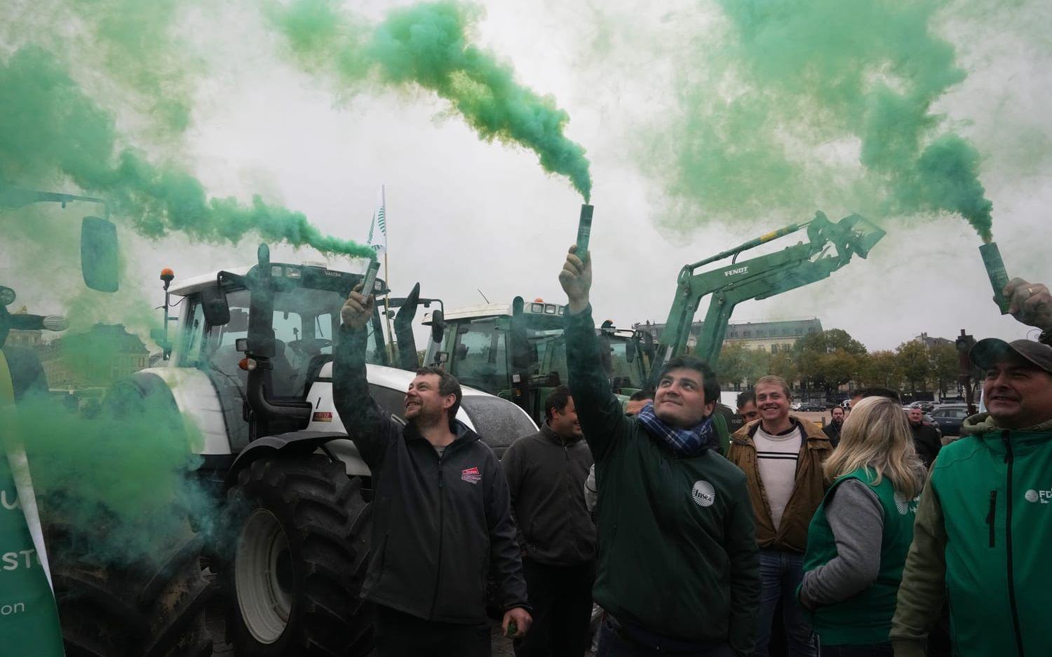 Franska bönder i en protest i september i år mot EU:s planer på ett handelsavtal med Mercosurländerna. Arkivfoto.
