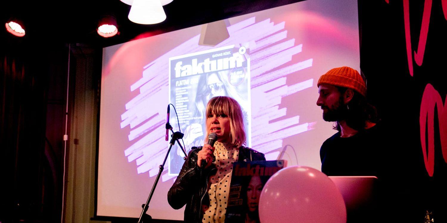Anna- Lisa Gustavii, marknadsansvarig på Faktum och Oskar Cresso, skivans producent presenterade stolt årets Faktum-platta.