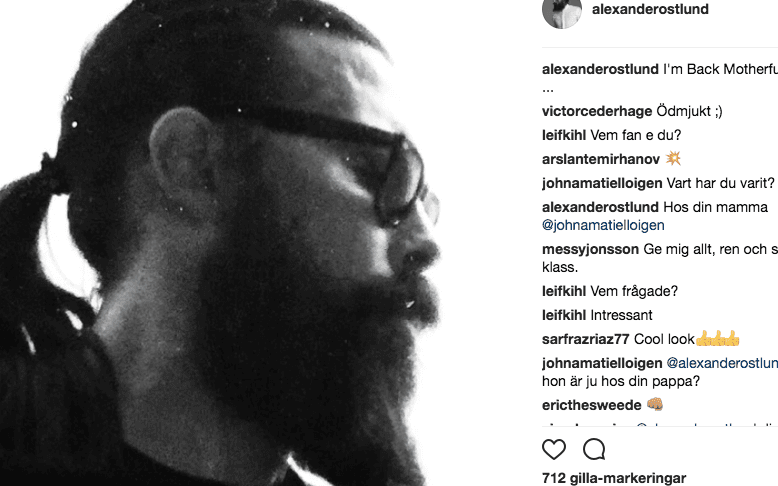 På flera av Alexander Östlunds, som varit nära vän till Zlatan länge, bilder har kontot Leif Kihl kommenterat och fått svar. Bild: Skärmdump Instagram.