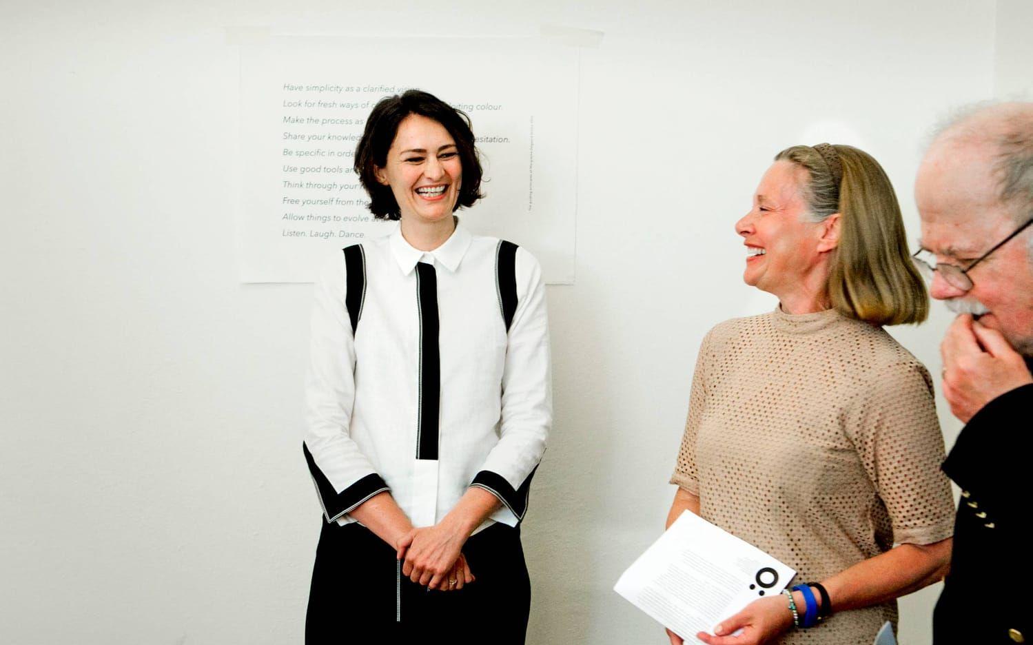 Margrethe Odgaard tillsammans med jurymedlemmarna Anne-Louise Sommer och Tomas Söderberg. Foto: Per Wahlberg.