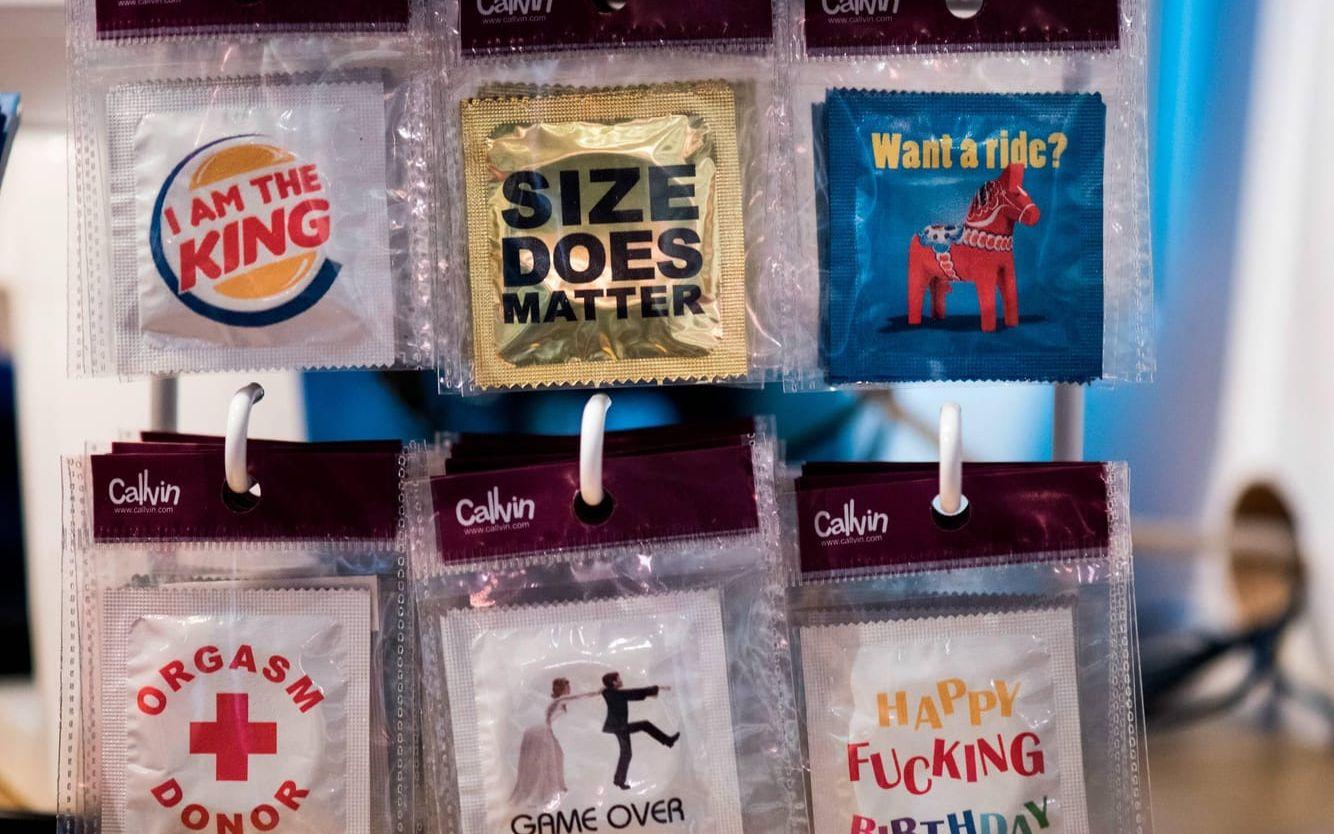 Kondomer i en erotikbutik i Stockholm.
