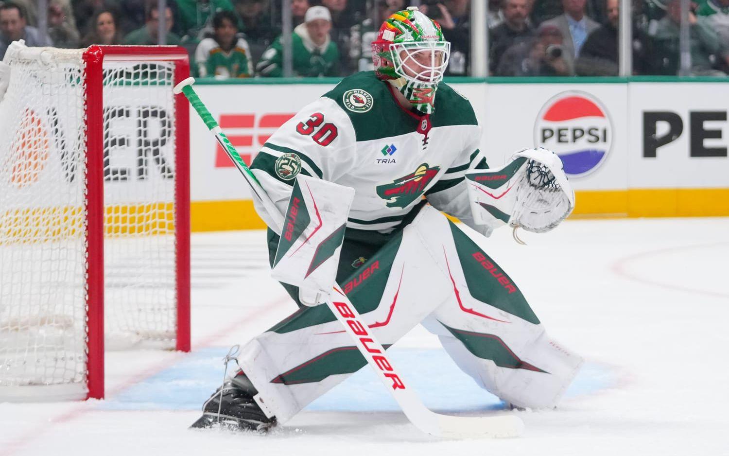 Minnesotas Jesper Wallstedt i natt.