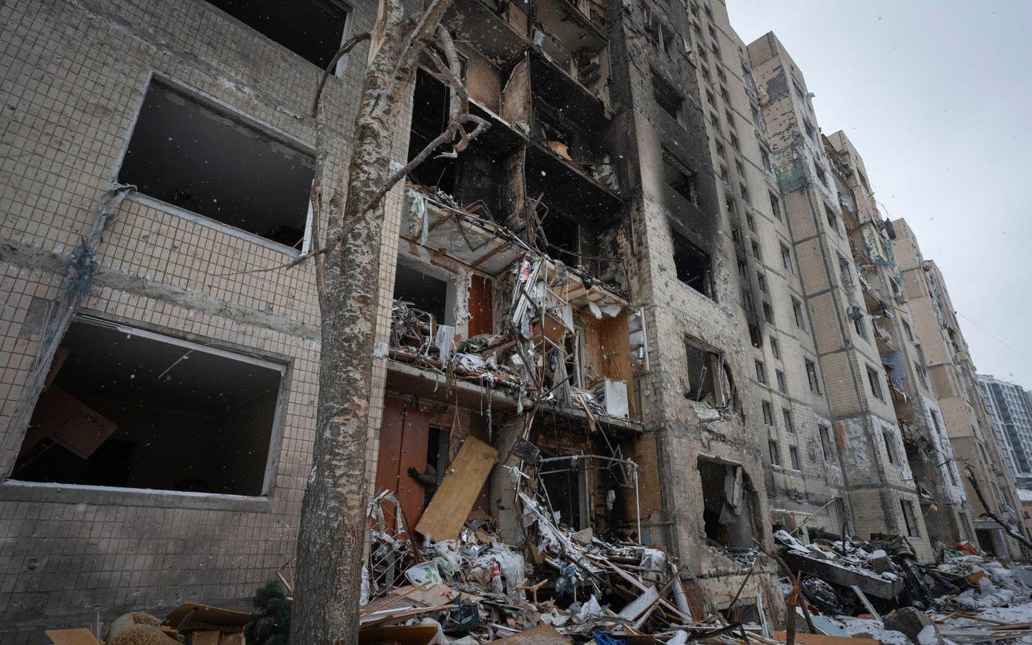 Bild från en omfattande rysk attack tidigare i januari mot den ukrainska huvudstaden Kiev.