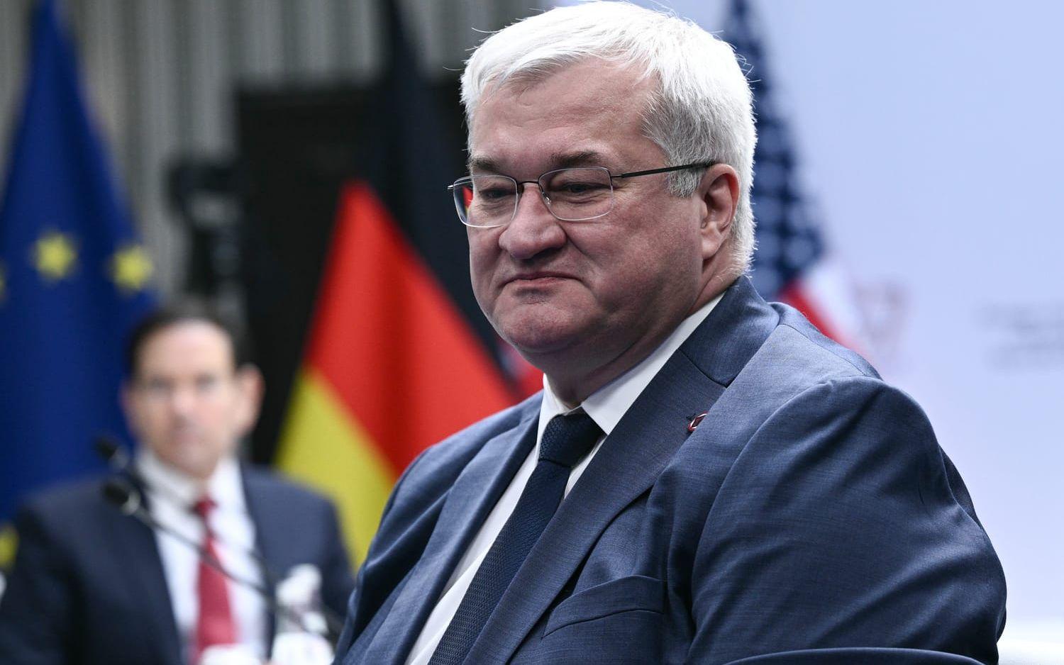 Ukrainas utrikesminister Andrij Sybiha, fotograferad vid ett G7-möte utanför Paris i slutet av mars.