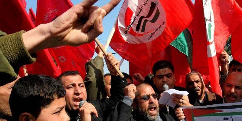 Palestinska vänstergrupper i solidaritet med Tunisiens folkuppror, i Gaza.