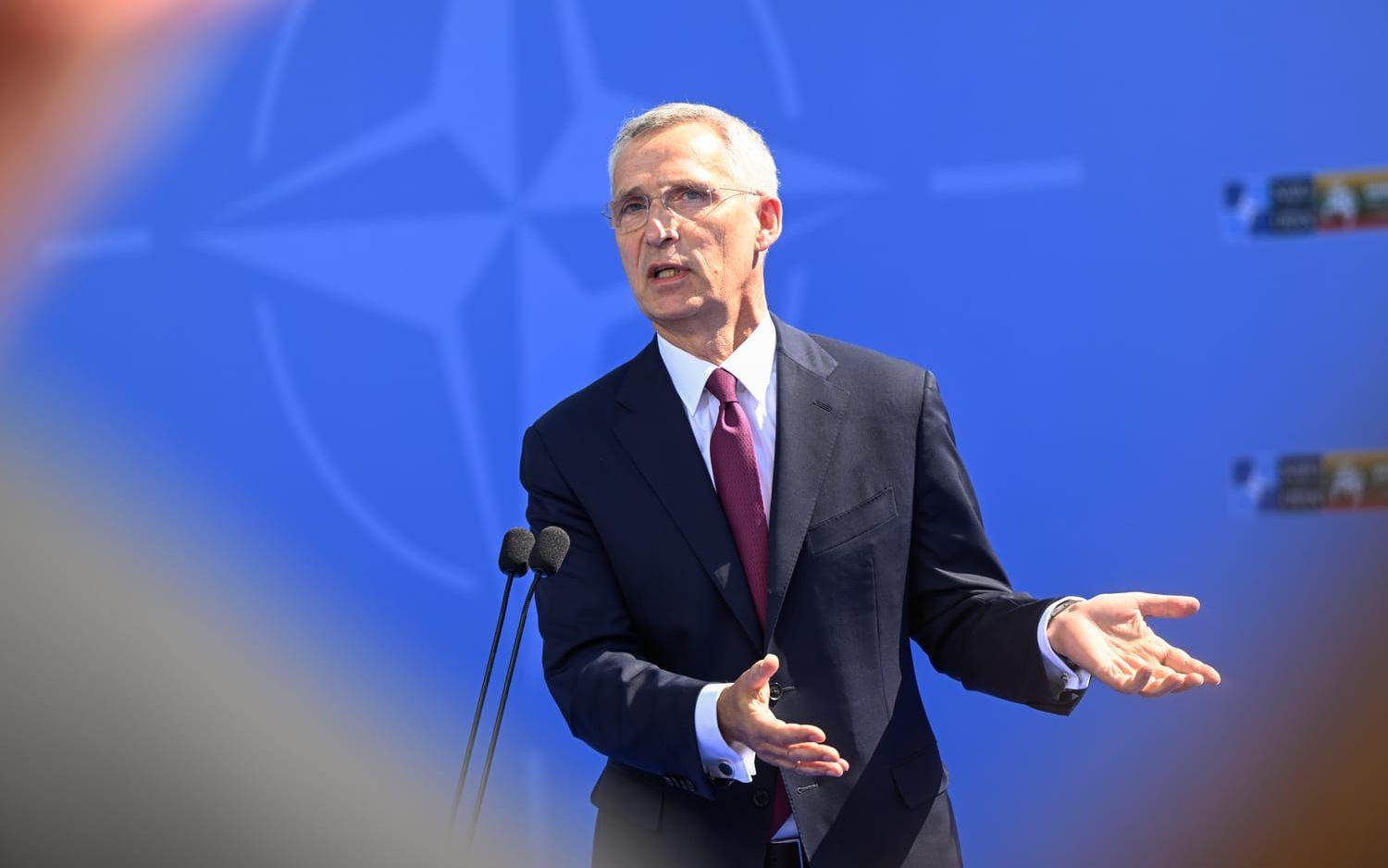 Natos generalsekreterare Jens Stoltenberg vid veckans Natomöte i Vilnius.