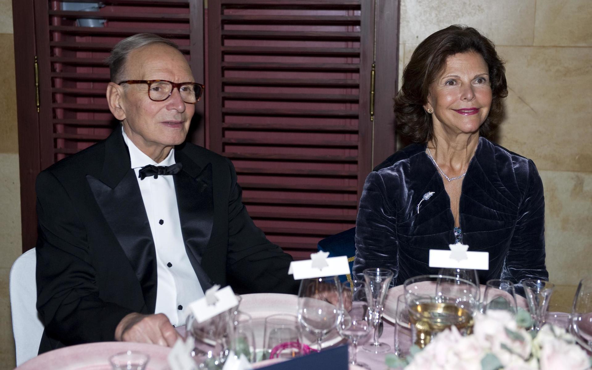 Ennio Morricone till bords med drottning Silvia under Polar Music Prize-banketten på Grand Hotel.