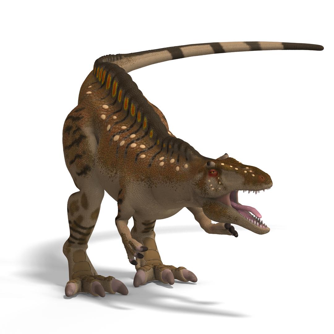En bild av hur Acrocanthosaurus kan ha sett ut när den levde.