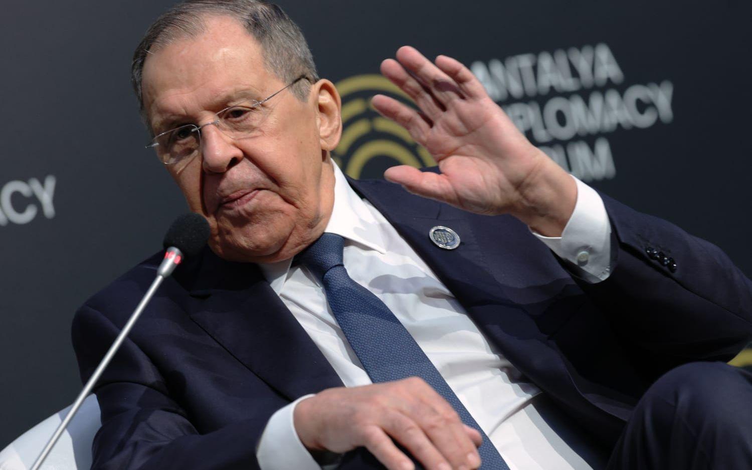 Rysslands utrikesminister Sergej Lavrov i turkiska Antalya på lördagen.