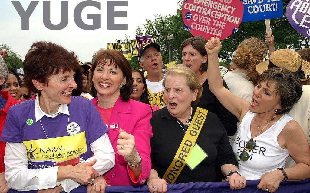 "YUGE". Definition: Framförallt ett New York-slang som variant på "Huge" (Stor). Exempel: "The crowds at the Women’s March on Washington are going to be yuge!"