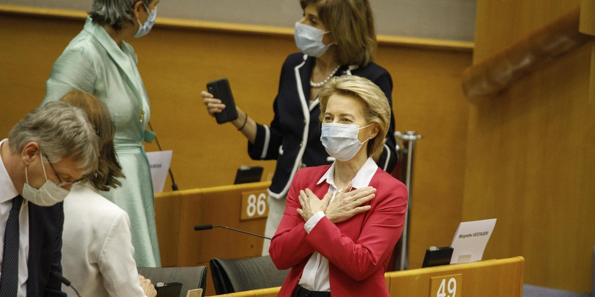 EU-kommissionens ordförande Ursula von der Leyen vid en tidigare debatt i EU-parlamentet. Arkivfoto.