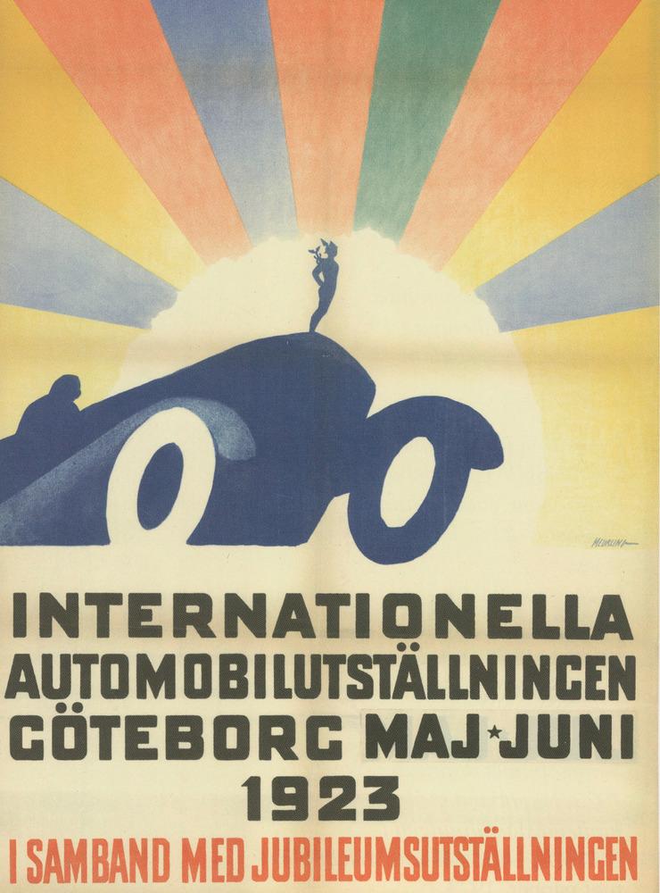 Automobilutställningens officiella affisch. Konstnär Carl Meurling. Regionarkivet Göteborg.
