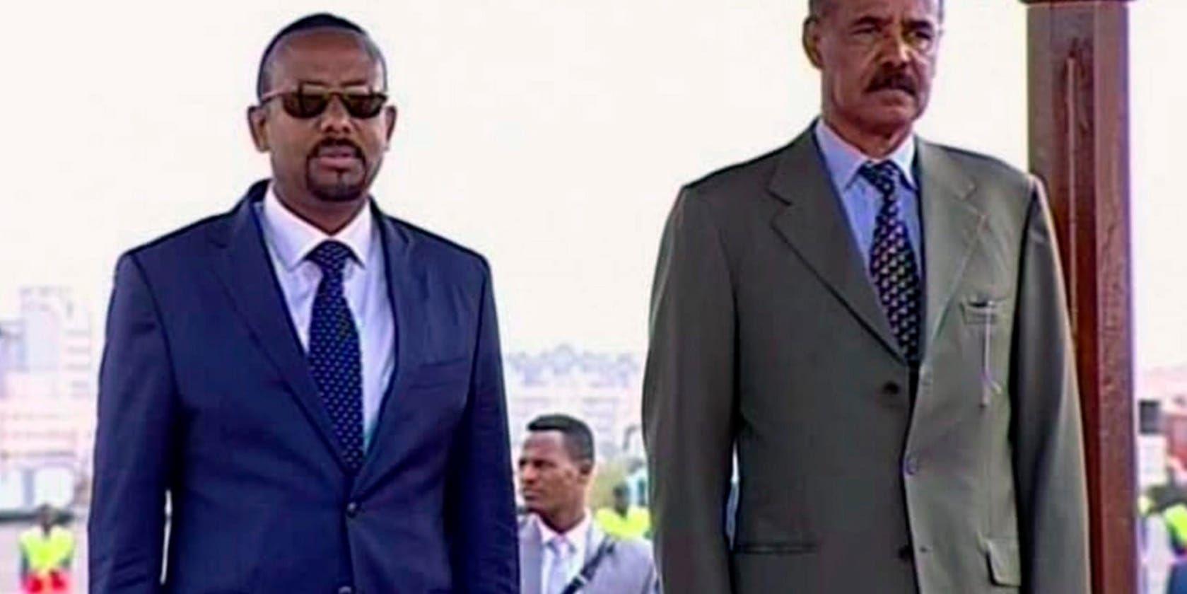 Etiopiens premiärminister Abiy Ahmed och Eritreas president Isaias Afwerki.