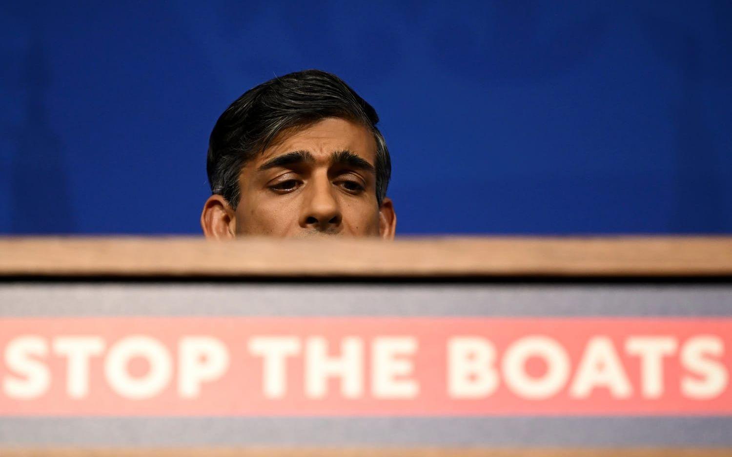 Rishi Sunak vill avskräcka migranter att ta sig till Storbritannien över Engelska kanalen i små båtar. Arkivbild