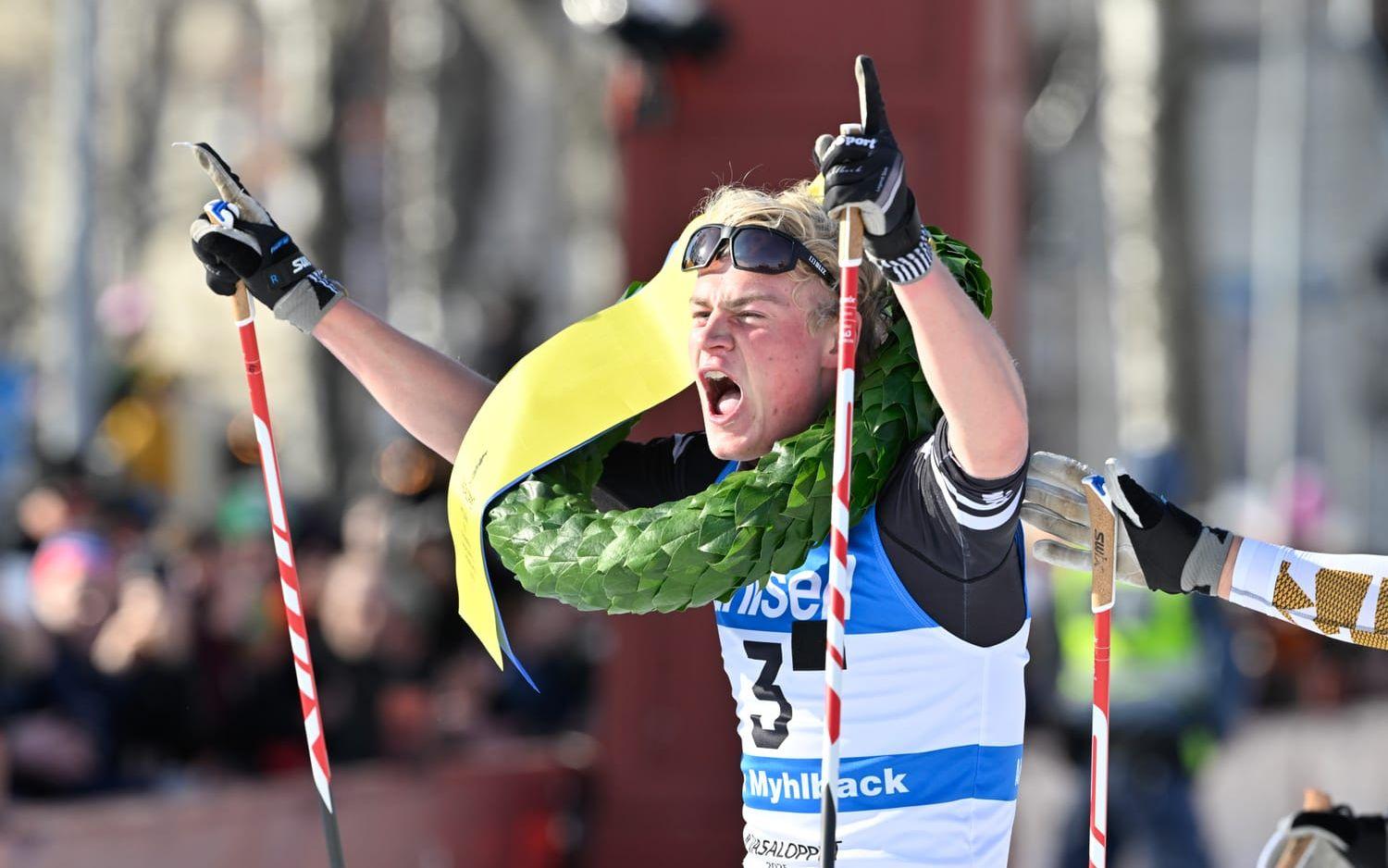 Alvar Myhlback (bilden) och Stina Nilsson ordnade en svensk dubbelseger i Vasaloppet. Arkivbild.