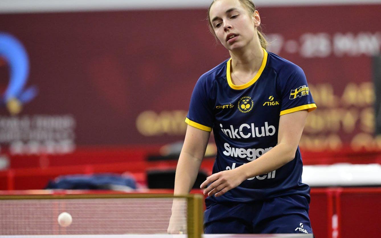Linda Bergström var chanslös i sin match mot världsettan Sun Yingsha, när Sverige på onsdagen åkte ur lag-VM i bordtennis i åttondelsfinalen mot Kina. Arkivbild.
