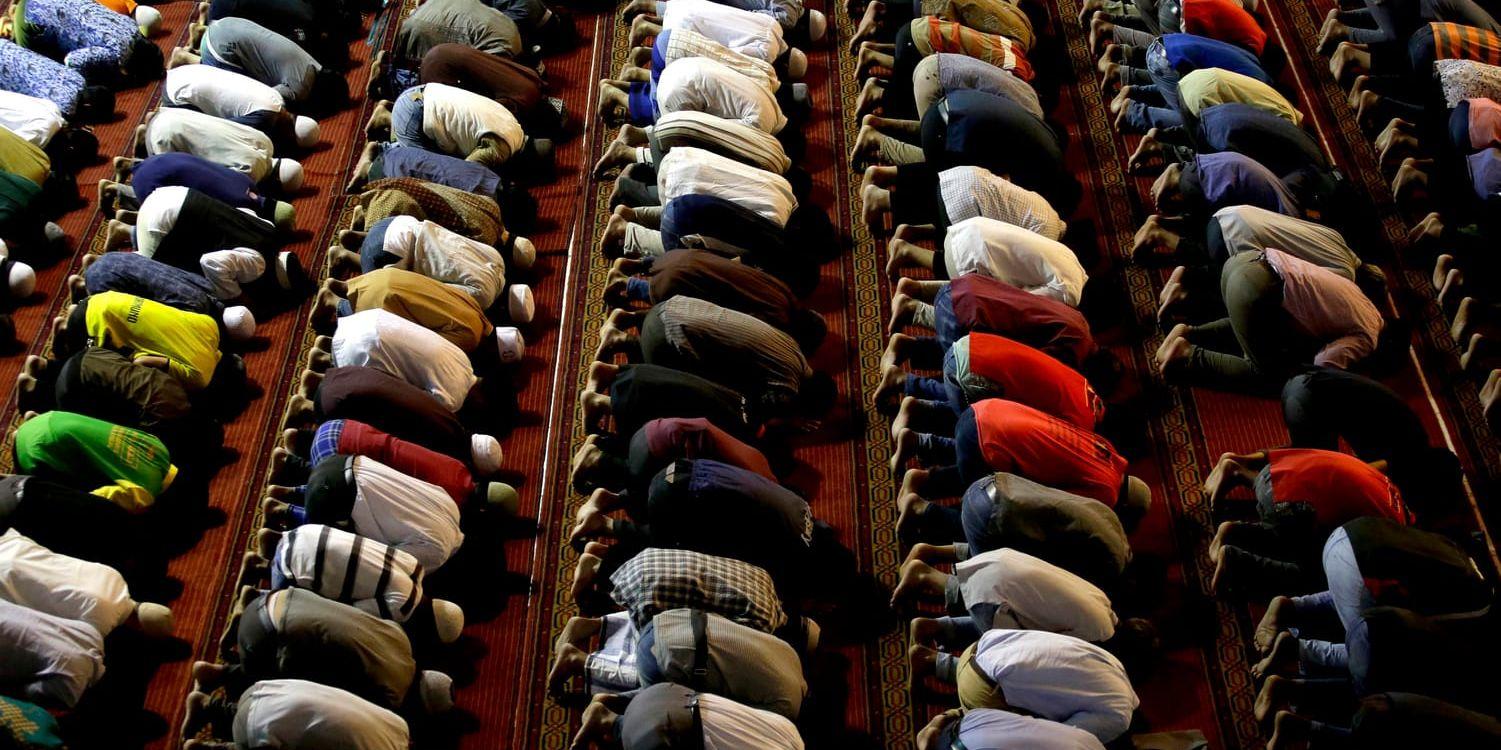 Bedjande i en moské i Jakarta. Bilden har ingen koppling till texten. Arkivbild.