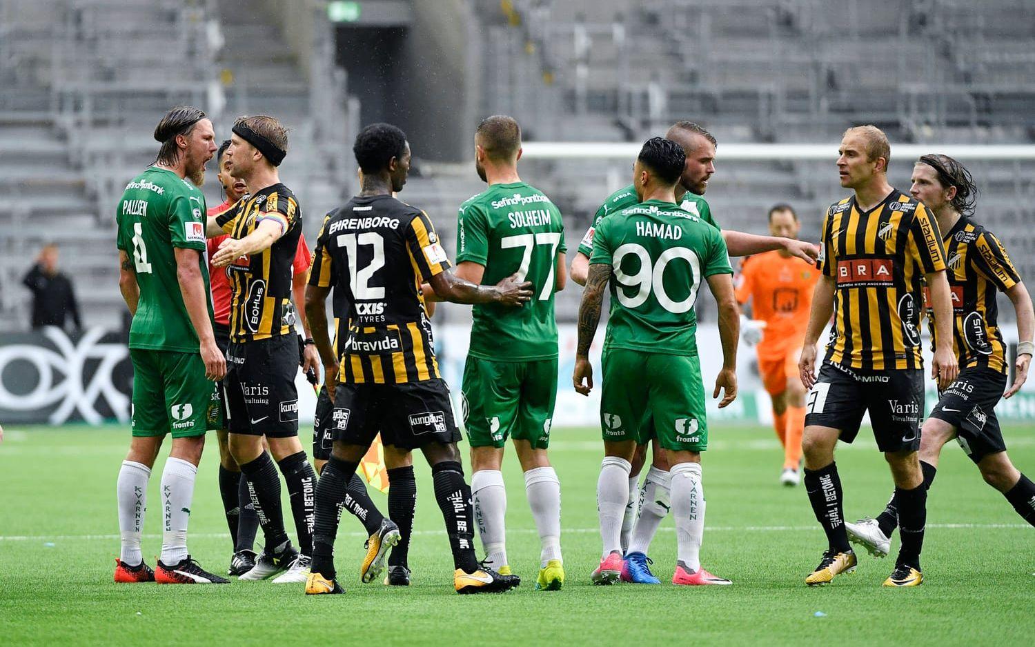 Hammarbys kvitteringsmål ledde till heta diskussioner mellan spelarna. Foto: Bildbyrån