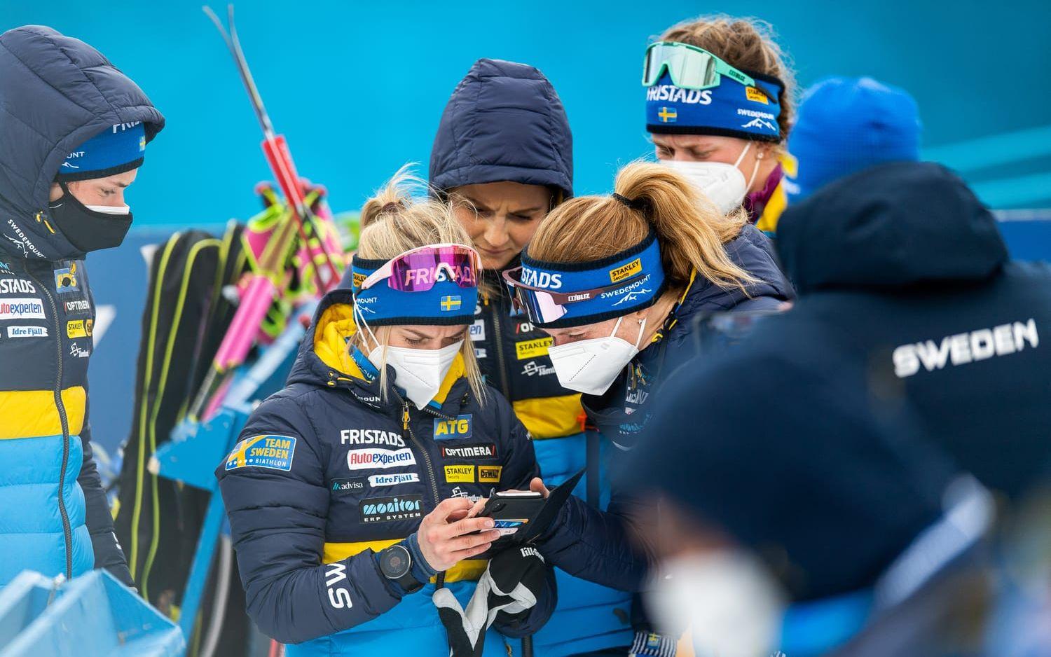 Anna Magnusson och Stina Nilsson fick följa stafetten från sidan medan Mona Brorsson var en del av guldlaget. 