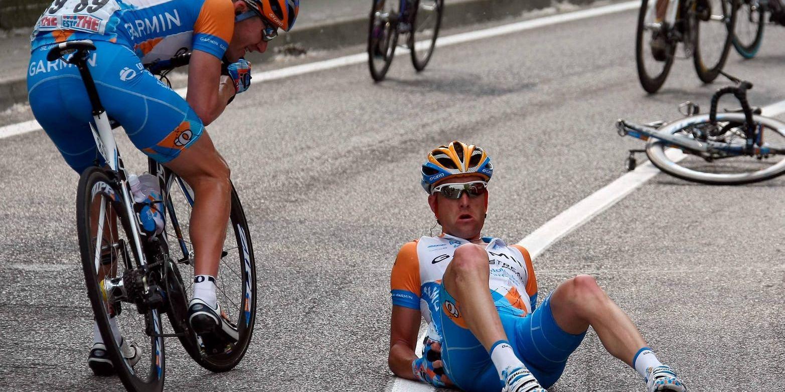 Den amerikanske cyklisten David Zabriskie har kört omkull i en utförsåkning i Giro d'Italia. Av säkerhetsskäl stoppas nu det tänkta utförsåkarpriset till årets tävling. Arkivbild.