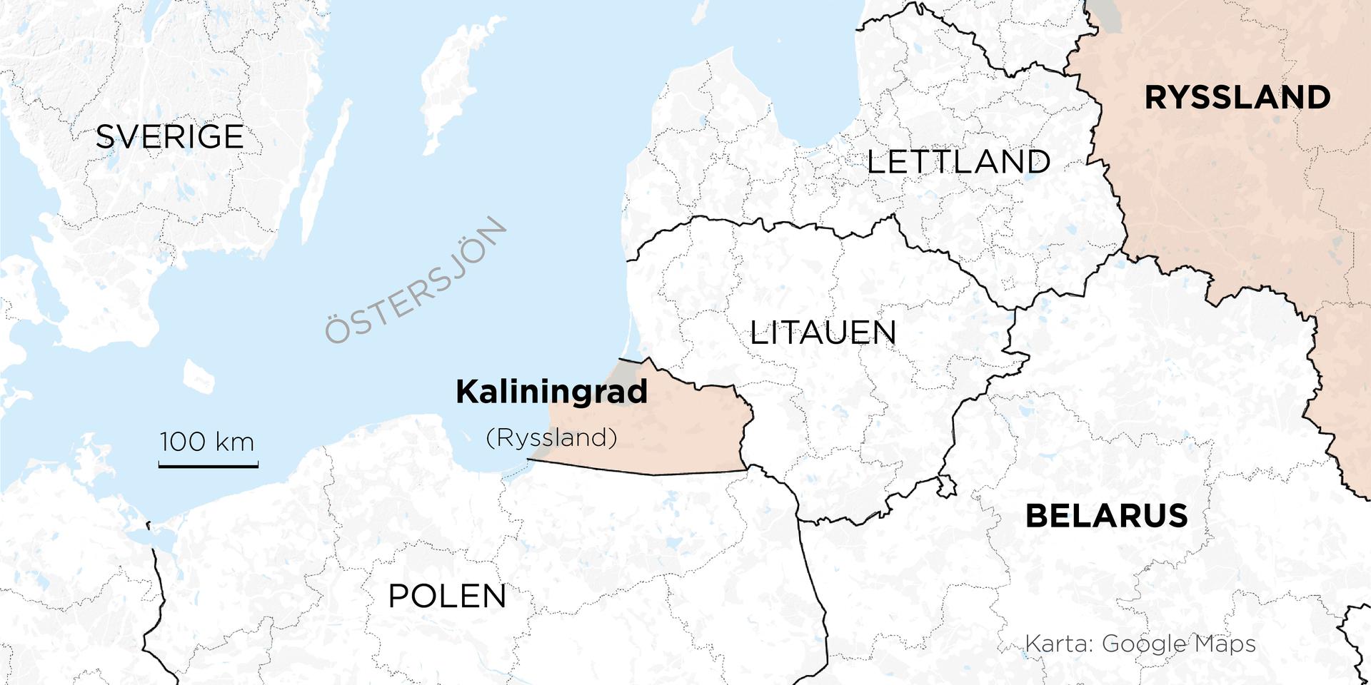 Kaliningrads position i Östersjöområdet.