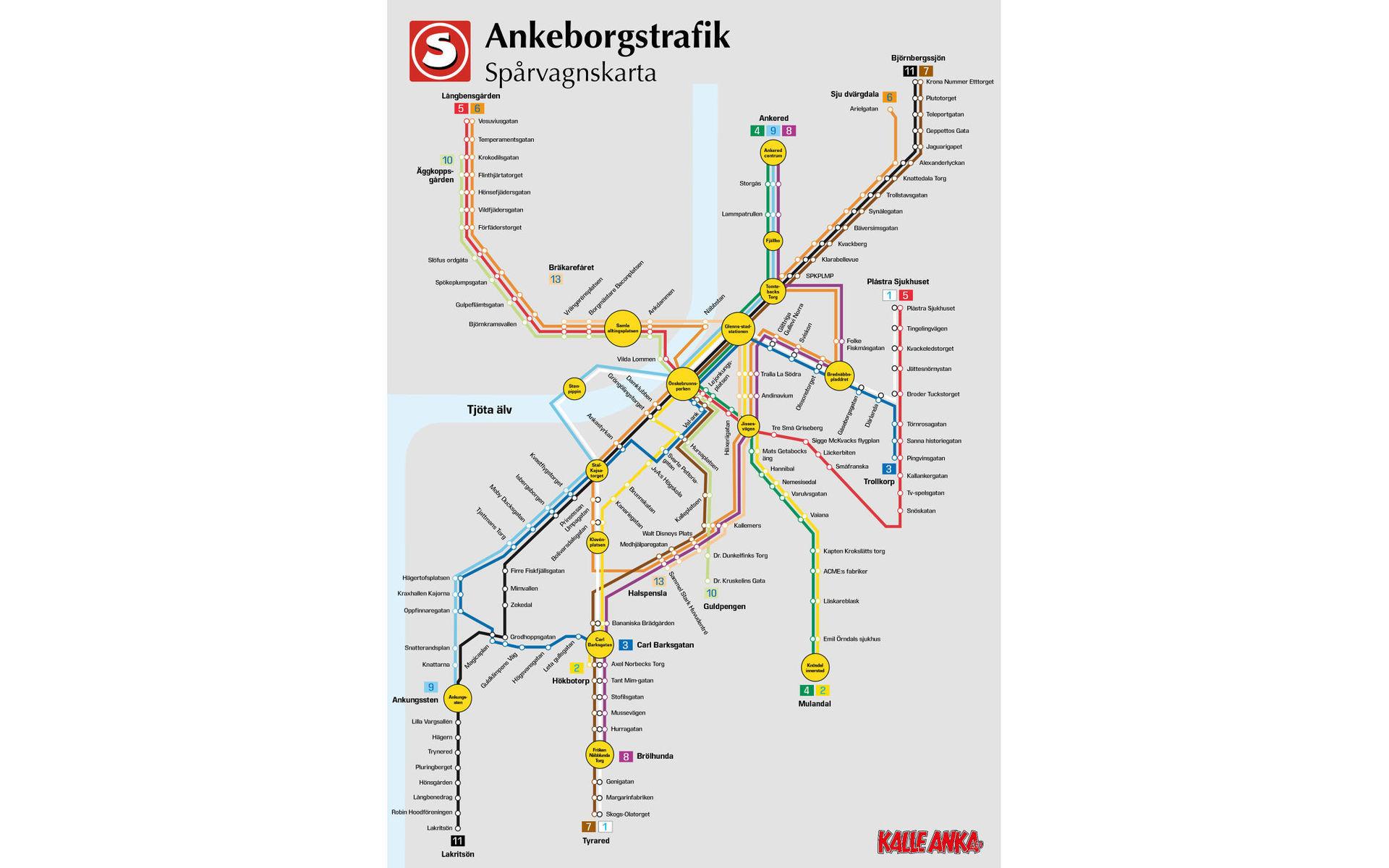 Spårvagnshållplatserna i Göteborg har blivit &quot;ankifierade&quot;. En större version av kartan finns längre ner i artikeln.