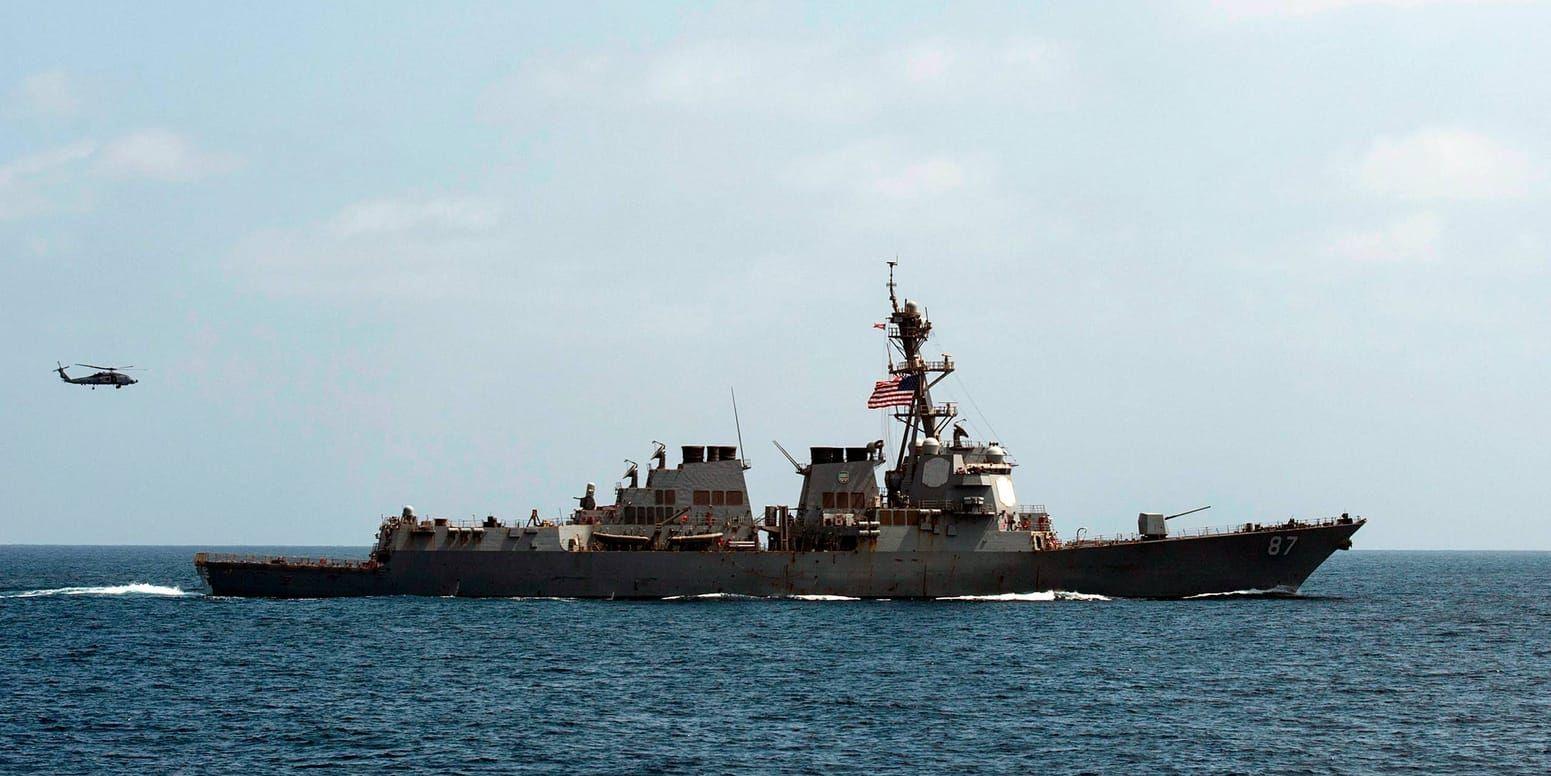 Amerikanska USS Mason undgick att träffas av robotattackerna i Röda havet. Arkivbild.