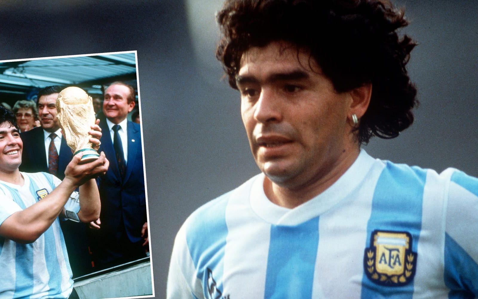 <strong>Diego Maradona</strong> vann VM-guld med Argentina 1986, och är en av världens absolut bästa fotbollsspelare genom tiderna. Men karriären har kantats av skandaler. Foto: Bildbyrån