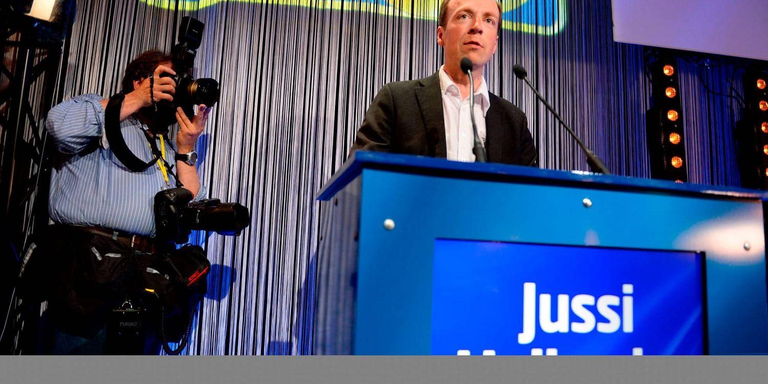 Jussi Halla-aho talar i samband med EU-parlamentsvalet 2014.