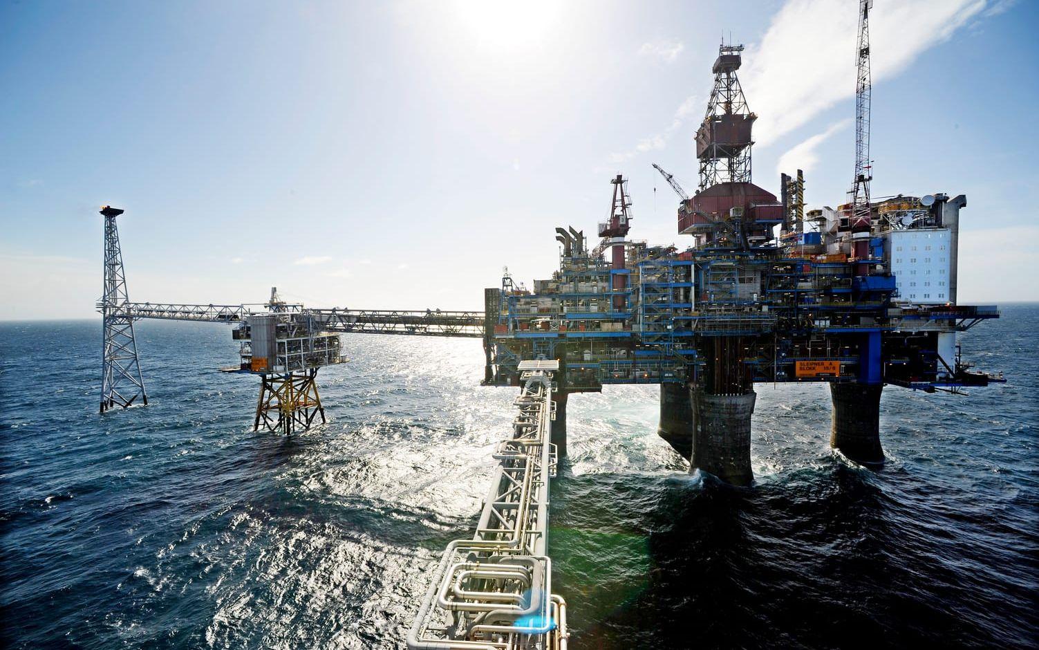 Norge ligger långt fram när det gäller att fånga in och lagra koldioxid. Bilden är från gasfältet Sleipner, där man har fångat in och pumpat ner koldioxid i sandsten under havsbotten sedan 1990-talet. Arkivbild.