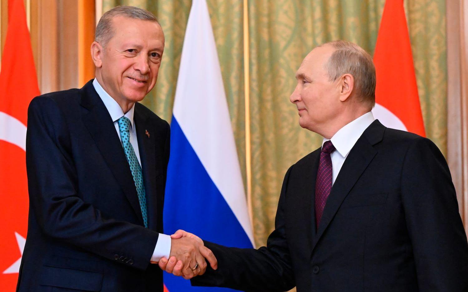Turkiets president Recep Tayyip Erdogan och Rysslands president Vladimir Putin möttes i Ryssland för att diskutera spannmålsavtalet.