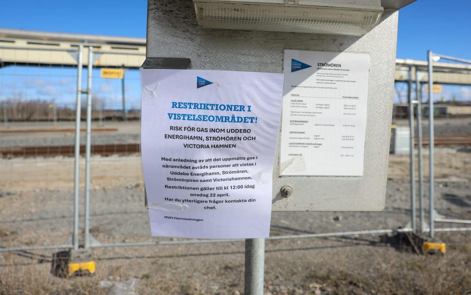 En gasvarnare vid Luleå hamn gav utslag för vätecyanid och hela hamnen fick tillfälligt stänga. 