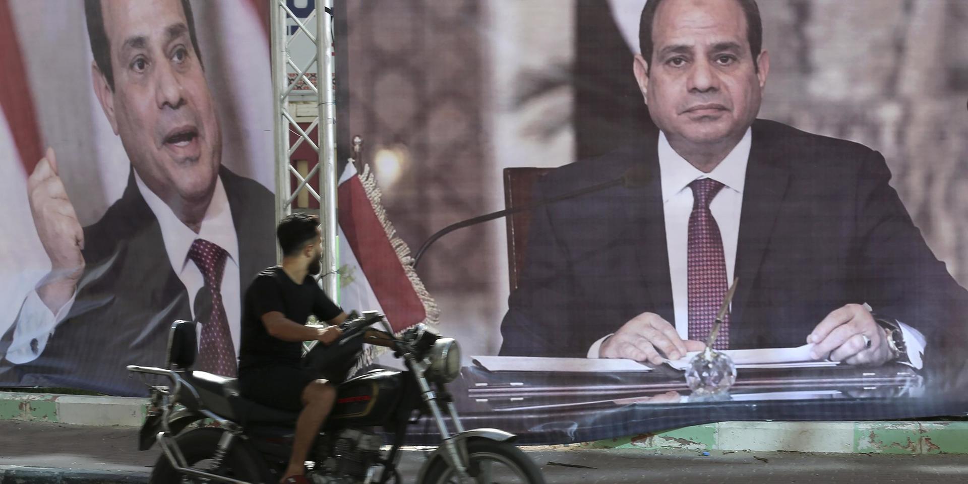 Bilder på Egyptens president Abd al-Fattah al-Sisi pryder Gazas gator.
