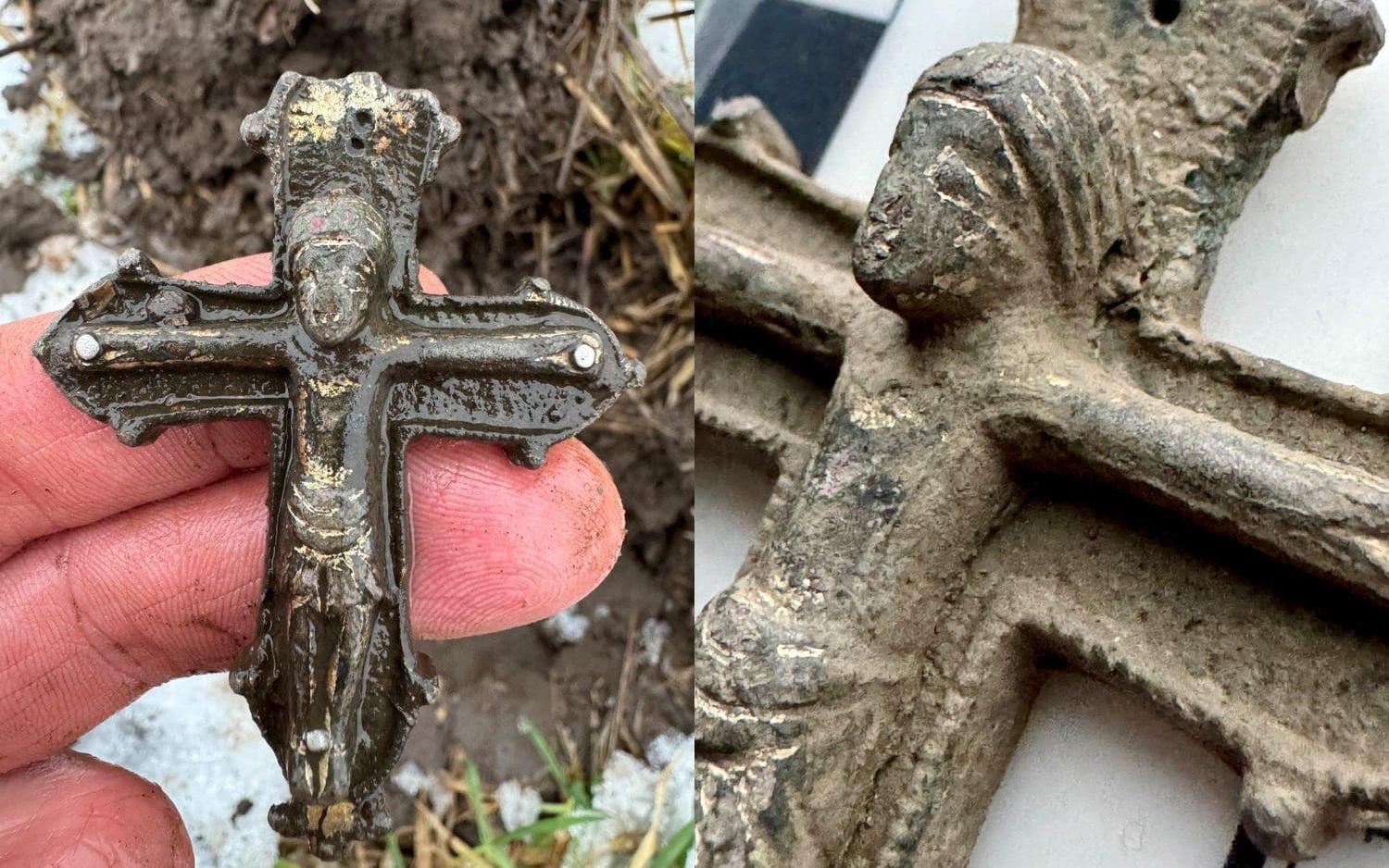 Krucifixet har klarat sig nästan ett årtusende. Hur länge det befunnit sig i leran är oklart.