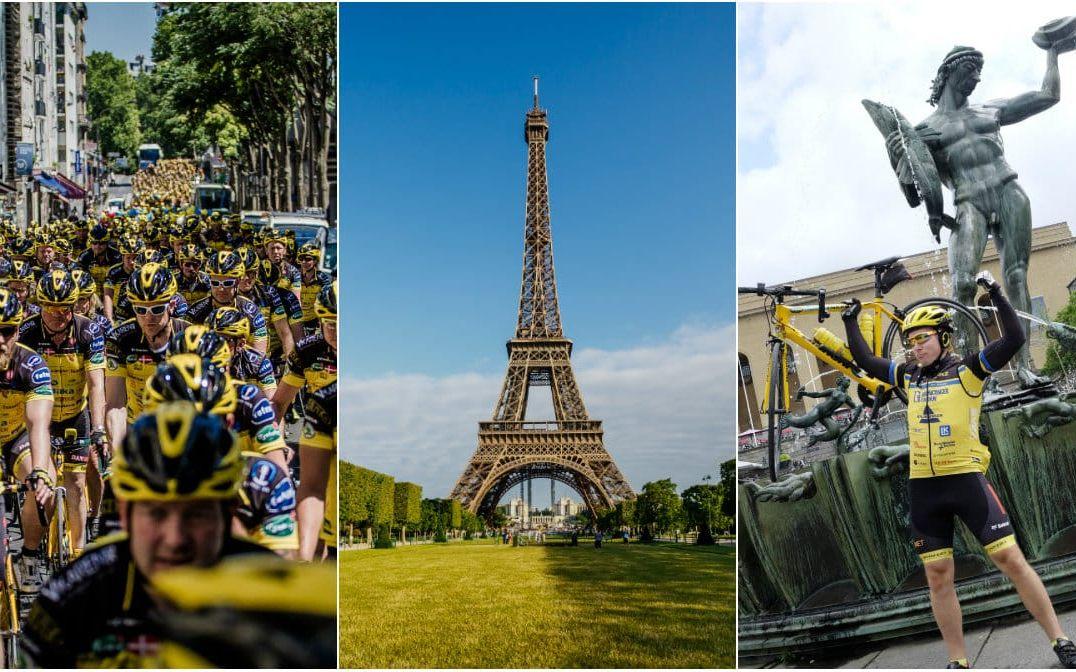 För 16:e året i rad cyklar Team Rynkeby till Paris för att samla in pengar till cancerdrabbade barn. Foto:Foto: Thomas Nørremark/Team Rynkeby/Mostphotos/Rob Vanstone (Collage)
