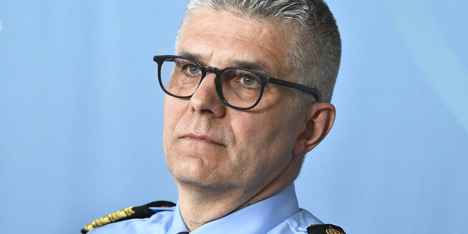 Rikspolischefen Anders Thornberg verkar inte helt nöjd med att regeringen föreslår att 232 miljoner av polisens pengar i år ska föras över till Kriminalvården. Arkivbild.