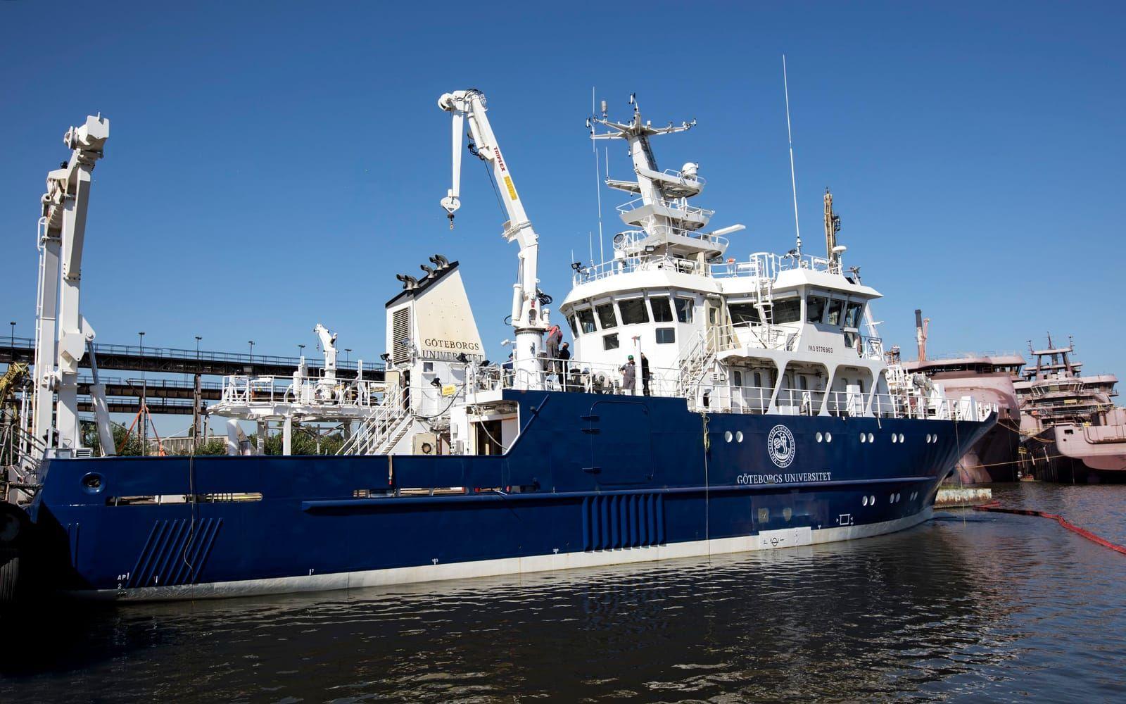 Göteborgs universitets forskningsfartyg Skagerak. På söndag förmiddag lättar det ankar för färd mot Östersjön.