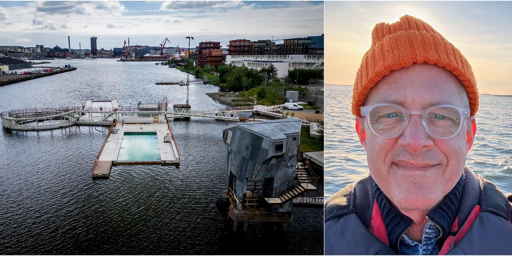 Bildkollage på Mårten Westlund samt en bild på hamnbadet vid Jubileumsparken