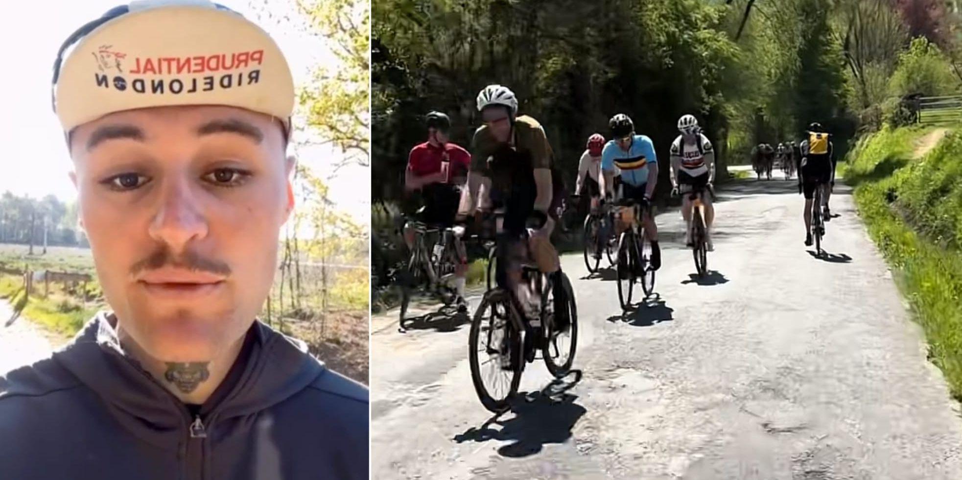 Tvådelad bild på Melker och cyklister. 