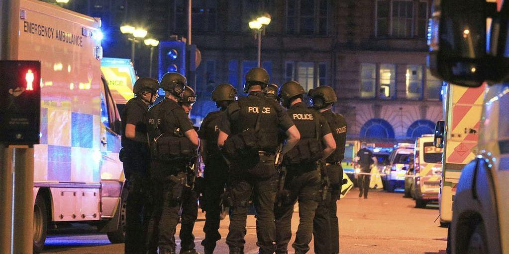 Polisinsats i samband med bombdådet i Manchester. Bild: TT
