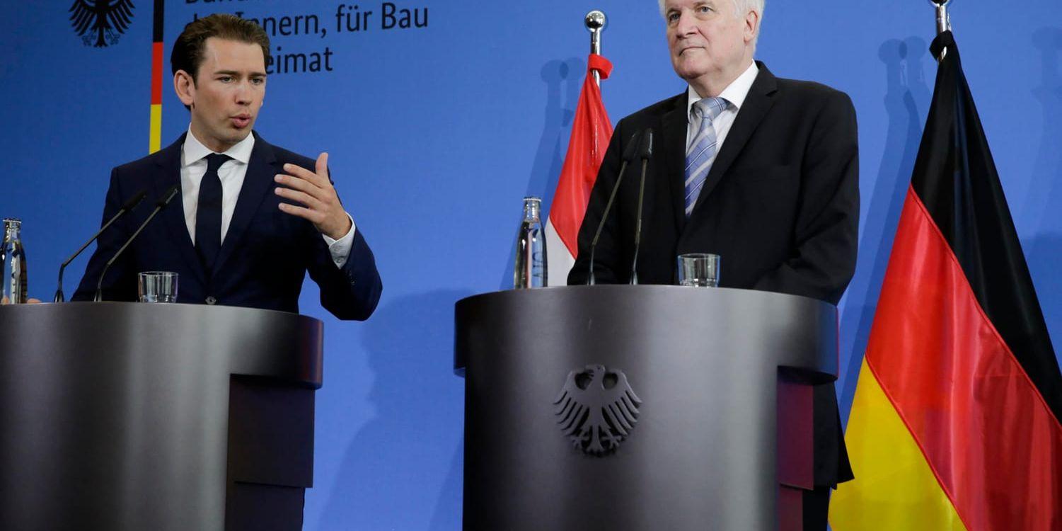 Österrikes förbundskansler Sebastian Kurz (till vänster) och Tysklands inrikesminister Horst Seehofer.