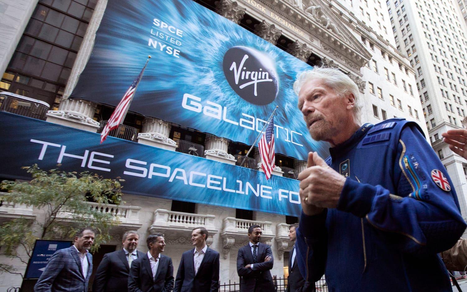 Richard Branson utanför New York Stock Exchange i oktober 2019.