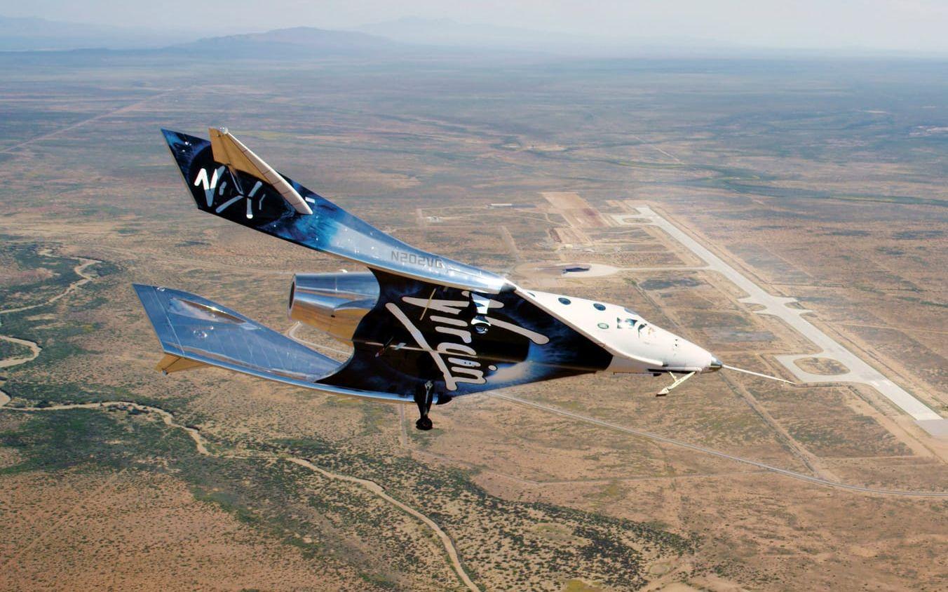 Den första maj 2020 testflög Virgin Galactic planet &quot;SpaceshipTwo Unity” i New Mexico. 